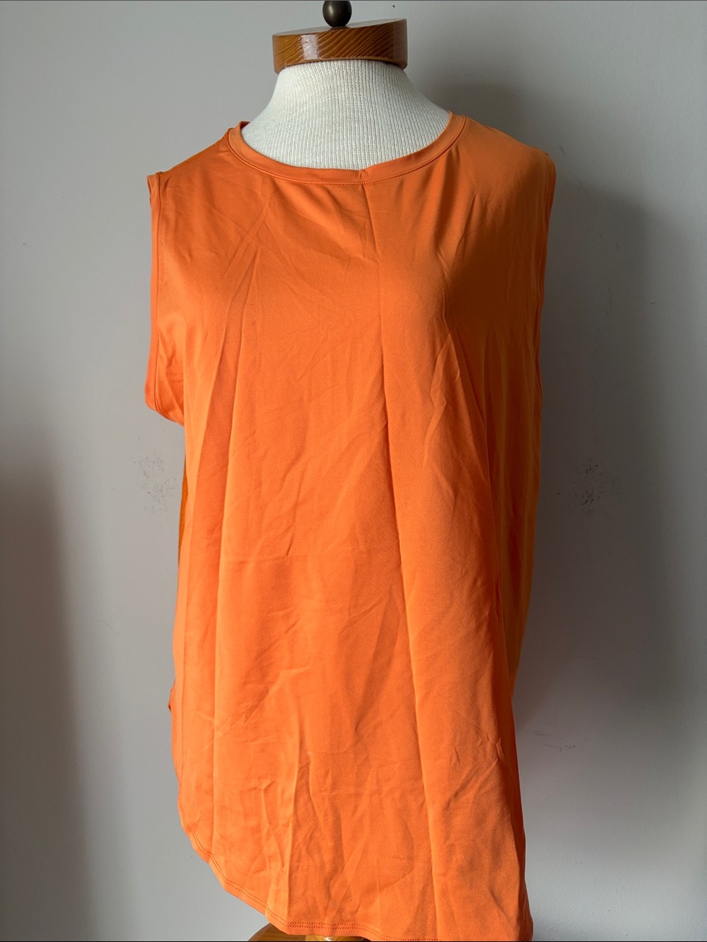 Women's Sleeveless Crew Neck Top - Orange Active wear Running Hiking